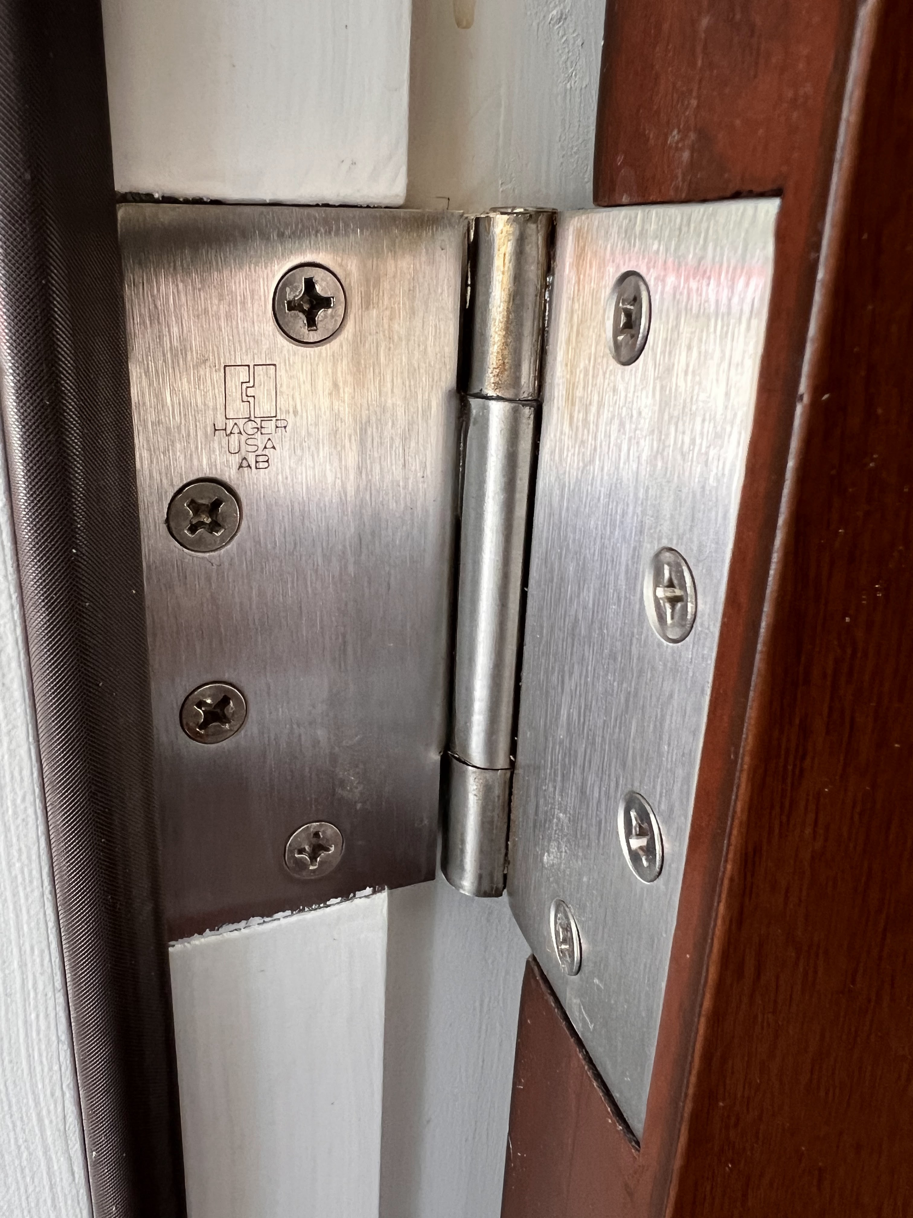 Door hinge installation (Hager hardware) - Keypad Lock Installation - Premier Locksmith Delray Beach